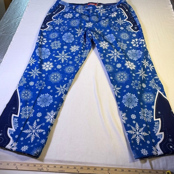 Shinesty Snowflake Western Suit Jacket 50 Pants 46x35 Blue White Holiday Party - Picture 9 of 16